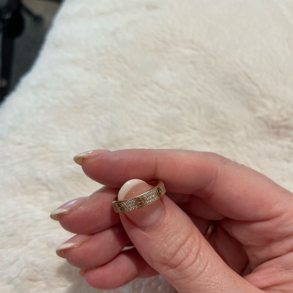 Cartier Rose Gold Pave Diamond Ring